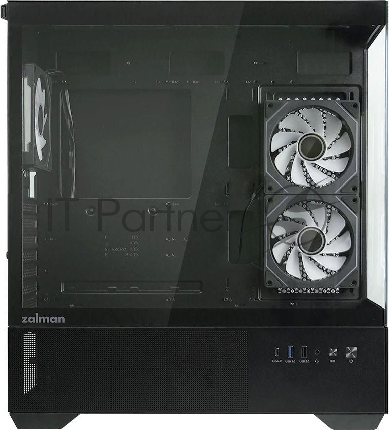 Компьютерный корпус ZALMAN CHRONIX V2, ATX, BLACK, WINDOW, 1xCombo (3.5’’ or 2.5’’), 1x3.5’’HDD, 2x2.5’’SSD, 1xUSB2.0, 1xUSB3.0, 1xUSB Type-C, SIDE 2x120мм ARGB, REAR 1x120мм ARGB