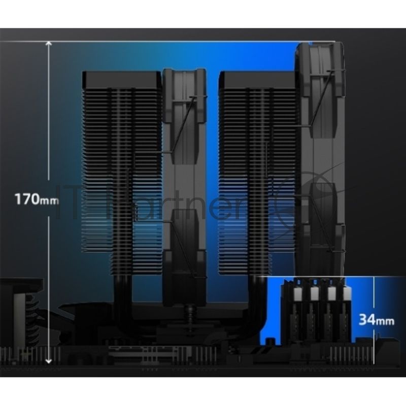 Устройство охлаждения(кулер) ID-Cooling Frozn A720 черный 140мм алюминий+медь 2000rpm 33.5db 4-pin 300W 163мм