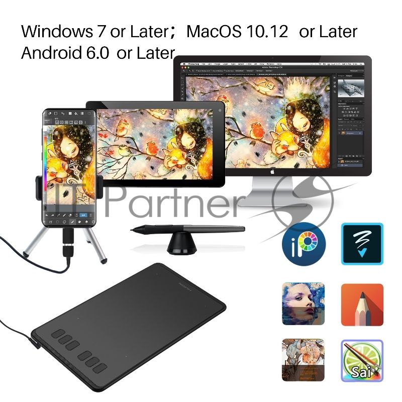 Графический планшет Huion Inspiroy H640P, 8192 уровней, Micro-USB