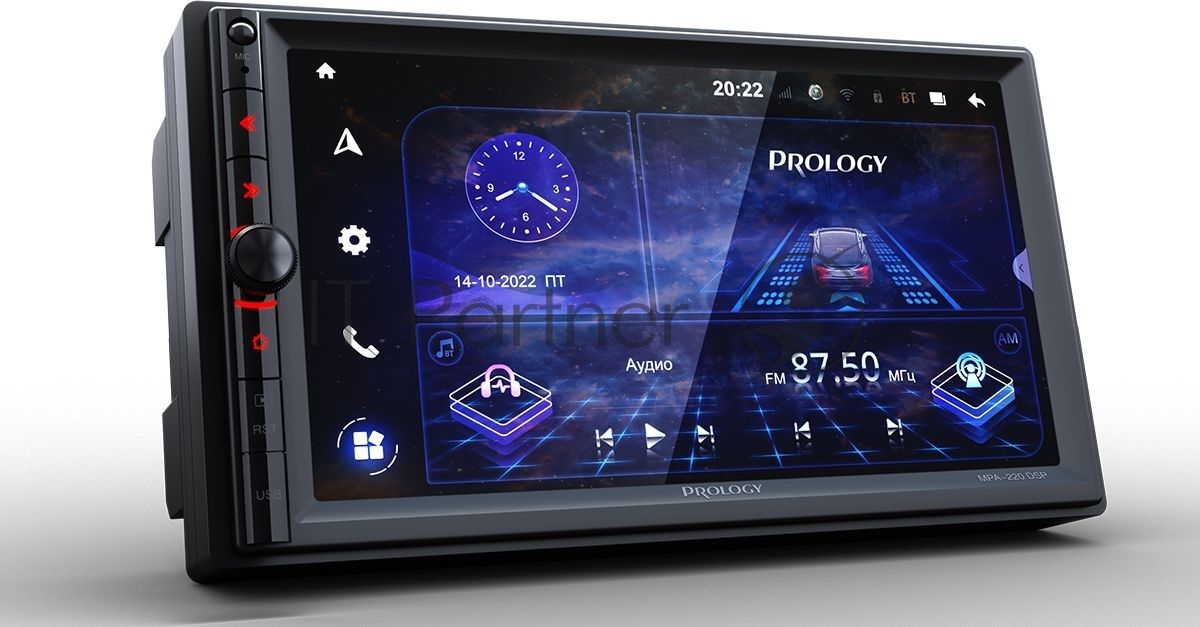 Автомагнитола Prology MPA-220 DSP, 2 DIN, 7", Android 10, Bluetooth, USB Type-A, AUX, GPS, 4G, пульт ДУ