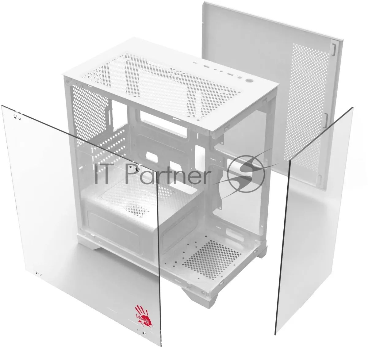 Компьютерный корпус Bloody BD-CC103 белый без БП mATX 7x120мм 1xUSB 2.0 1xUSB 3.0 audio bott PSU
