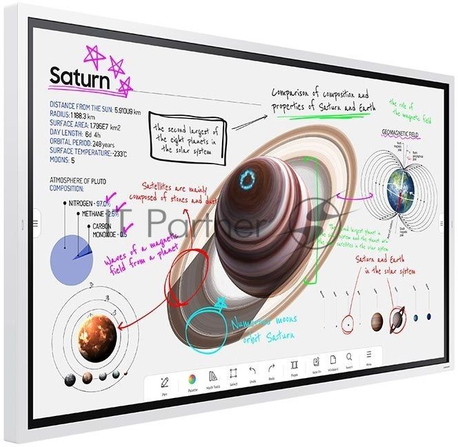 Панель Samsung WM65B Flip Chart Pro белый, 65 ", 3840x2160, 16:9, E-LED BLU, 350 кд/м2, 8 мс, cенсорный, 4000:1, 178°/178° (RUS)