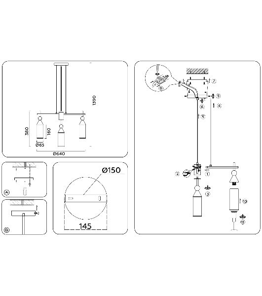 Люстра Ambrella light LH55278/7 BS/FR латунь/белый матовый E14*7 max 40W D640*1390