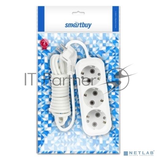 Удлинитель Smartbuy SBE-16-3-02-Z 3 гнезда 2 метра 16А/3,5 кВт с заземлением ПВС 3х1 мм2