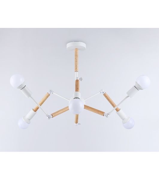 Светильник Ambrella light TR80485/6 WH/LW белый/светлое дерево E27/6 max 60W D930*510