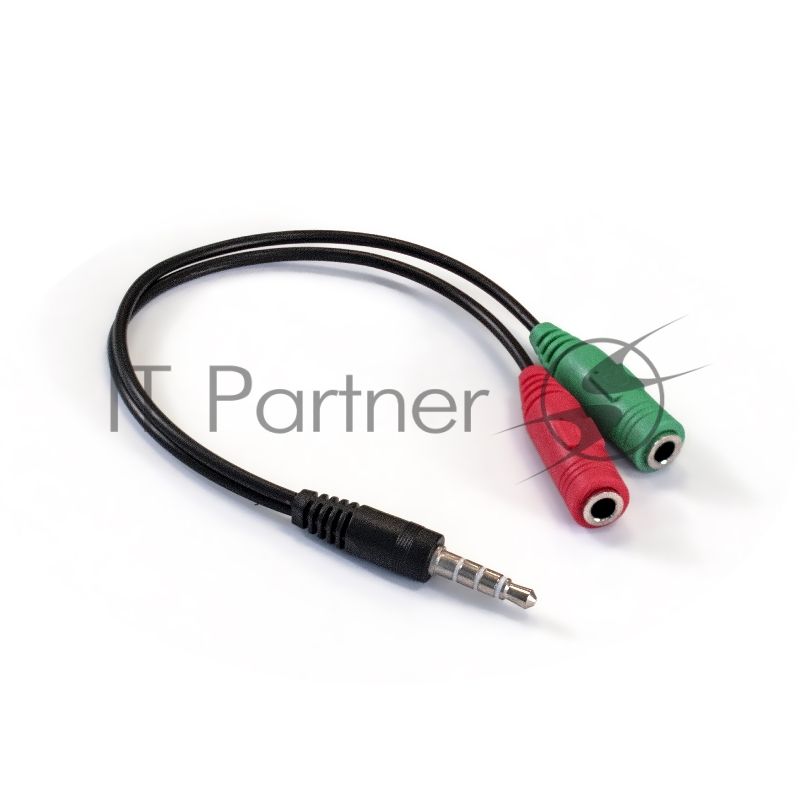 Кабель аудио Exegate EX284944RUS EX-CCA-417-0.2 (3.5мм Jack M 4pin/3.5мм Jack F Stereo+ 3.5мм Jack F микрофон, 0,2м)