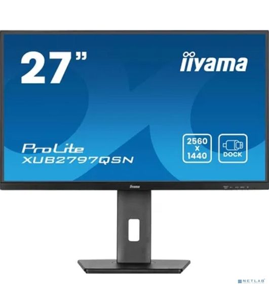 Монитор 27" Iiyama ProLite XUB2797QSN-B2 IPS 2560x1440, 100 Гц, 1 мс, 16:9, 300 кд/м², HDMI 2.0, DP 1.4, 3.5 Jack, USB-C (65 Вт), USB Hub (3x USB 3.0), Ethernet, динамики (2x2 Вт), Adaptive-Sync, черный