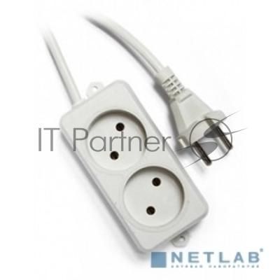 Удлинитель Гарнизон EL-NL2-W-5, 2 розетки, допустимый ток 10А, длина 5м.