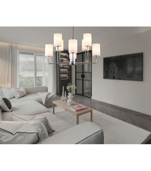 Люстра Ambrella light LH56213/8 SN/FR никель/белый матовый E27/8 max 60W D700*600
