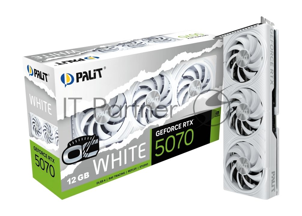 Видеокарта Palit GeForce RTX 5070 WHITE OC, 12 GB GDDR7, 192 bit, 3xDisplayPort, HDMI, GPU 2325 MHz