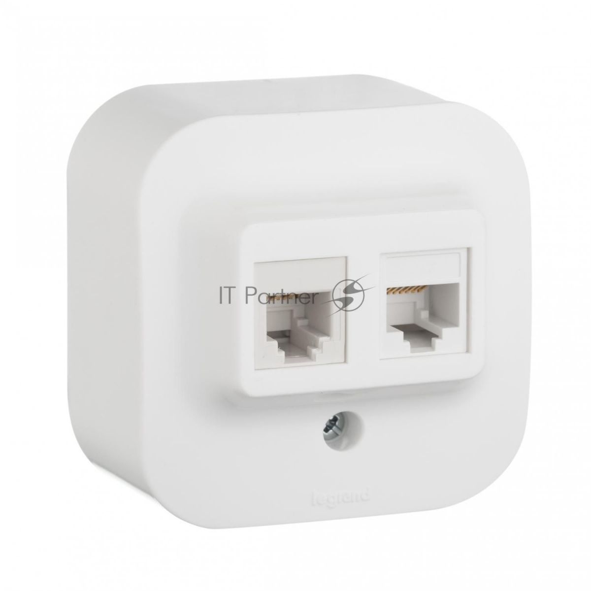 Розетка компьютерная + телеф. 1-м ОП Quteo 2мод. RJ11 + RJ45 CAT.5E UTP бел. Leg 782221