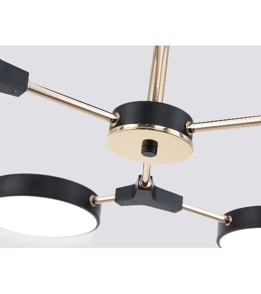 Люстра светодиодная на штанге Ambrella light FL516334/6 BK/FGD черный/золото 108W 3000-6000K D780*210 (без ПДУ)