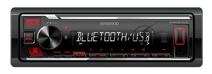 Автомагнитола Kenwood KMM-BT208, 1 DIN, Bluetooth, USB Type-A, AUX, съёмная панель