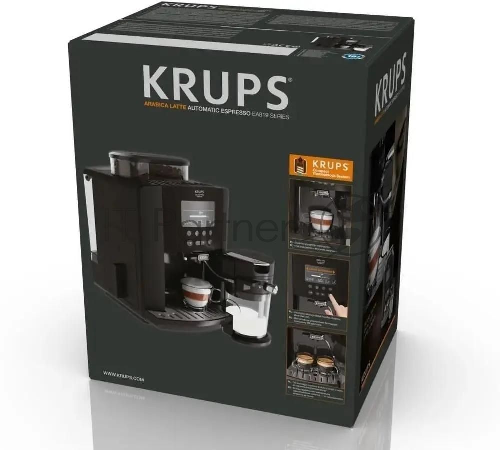 Кофемашина Krups Arabica Latte EA819E10 1450Вт черный/коричневый