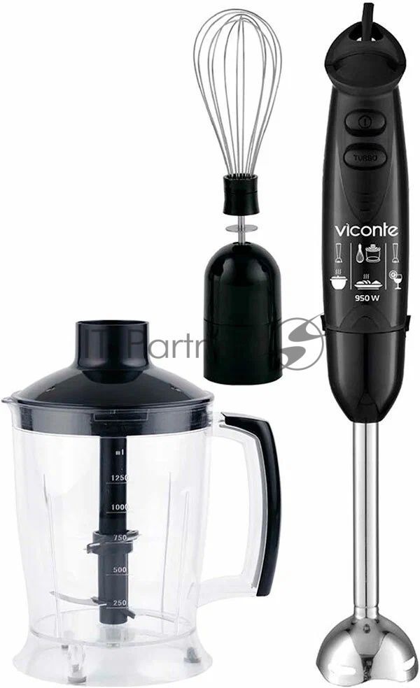 Блендер погружной Viconte VC-4430 черный, 950 Вт, 2 скорости, турбо