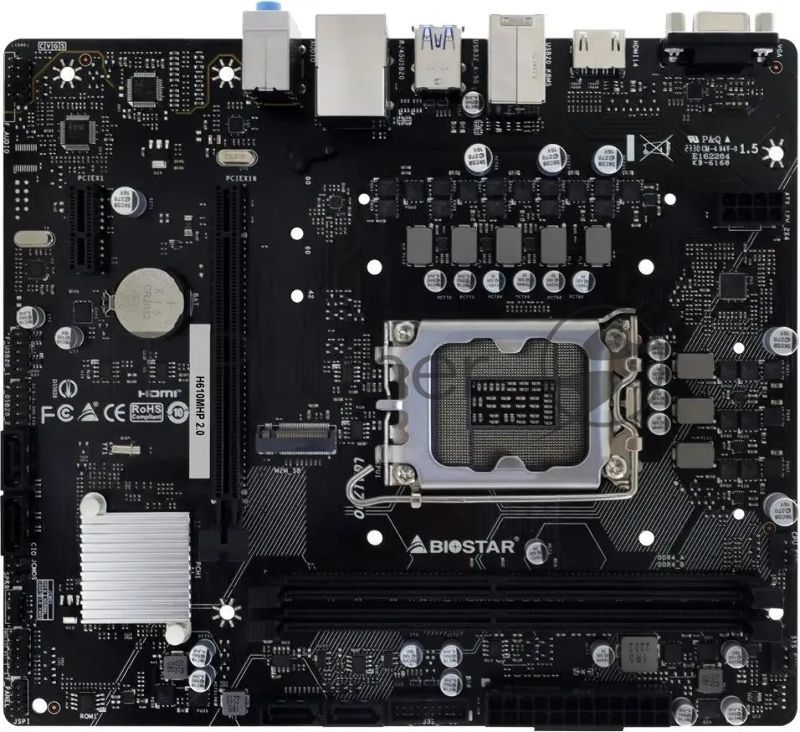 Материнская плата Biostar H610MHP 2.0, LGA 1700, Intel H610, 2xDDR4, 4xSATA, 1xM.2, 1xPCIe 4.0 x16, 1xPCIe x1, 1xHDMI, 1xVGA, 1x 1Gb LAN, 2xUSB-A 3.2 Gen 1, 4xUSB-A 2.0, 3x3.5 мм, 7.1, mATX