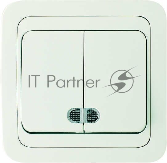 Выключатель двухклавишный Makel СП Mimoza 10А IP20 с подсветкой белый/белый