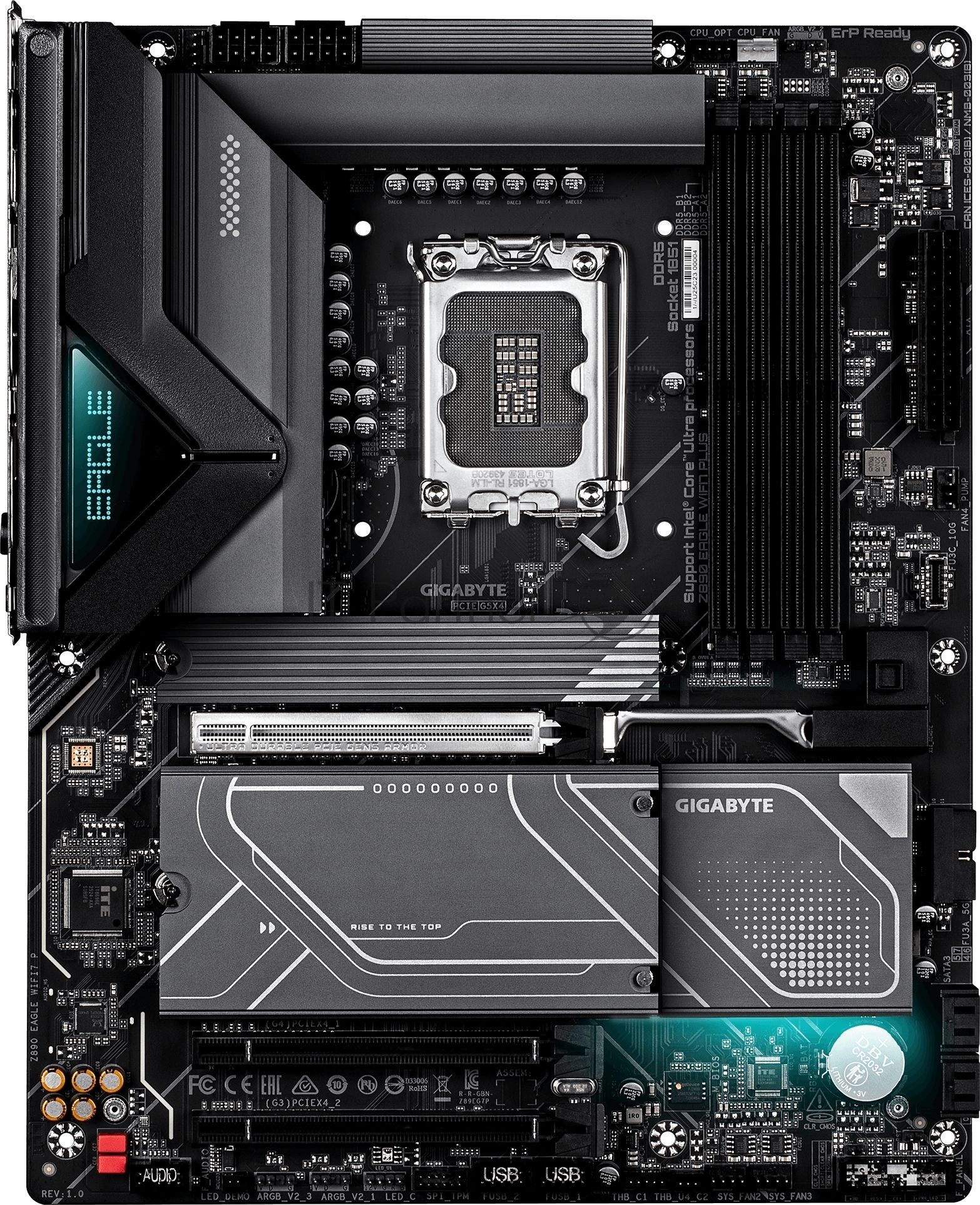 Материнская плата Gigabyte Z890 EAGLE WIFI7 PLUS, LGA1851, Intel Z890, 4xDDR5, 4xSATA, 4xM.2, 1xPCIe 5.0 x16, 2xPCIe 4.0 x4, 1xDisplayPort, 1xUSB4 Type-C, 1x 2.5Gb LAN, 2xUSB 3.2 Gen2, 3xUSB 3.2 Gen1, 4xUSB 2.0, 2x3.5 мм, 7.1, ATX