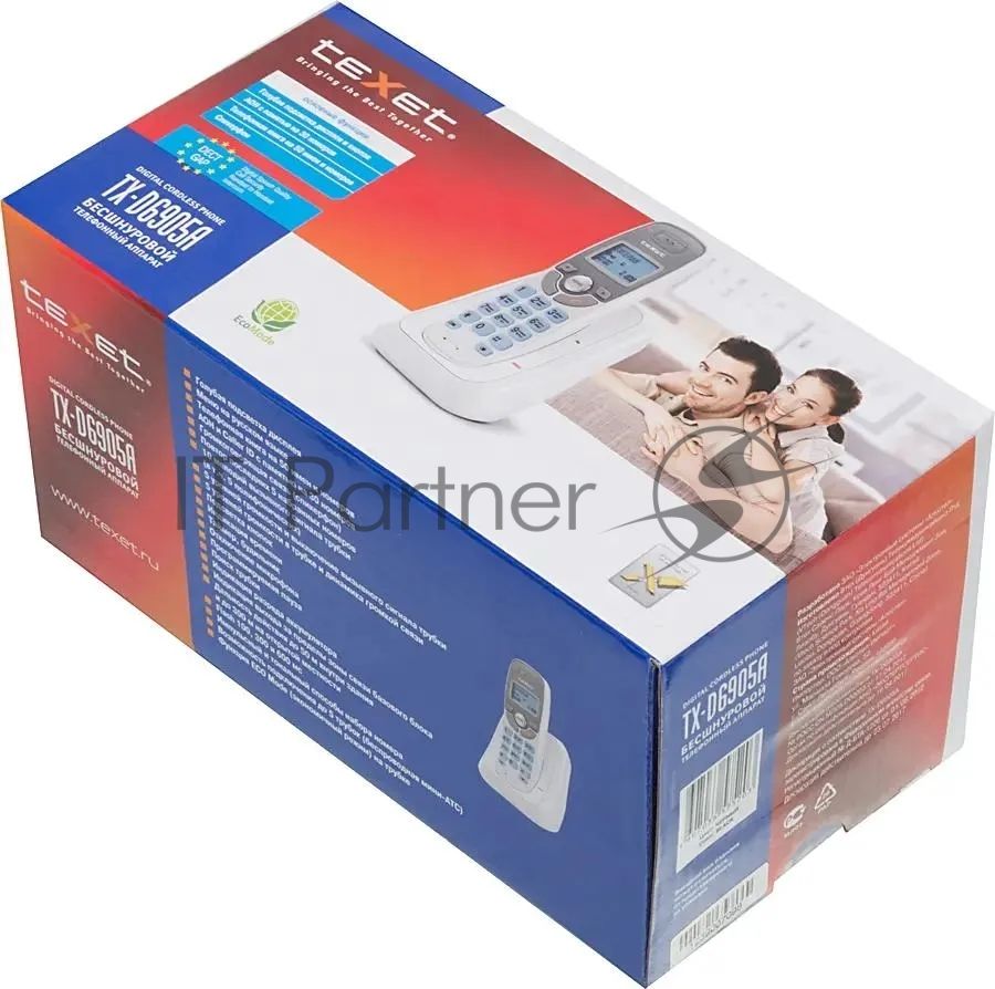 Радиотелефон teXet TX-D6905A черный (громкая связь,телефонная книга на 50 имен и номеров, определитель номера, будильник)