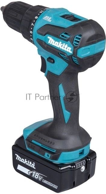 Дрель-шуруповерт Makita DHP490F005, 18 В, 3 Ач, 50 Нм, бесщеточный, ударный