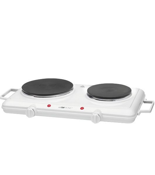 Плита настольная электрическая Clatronic DKP 3583 белый, 2.5 кВт, ТЭН, конфорки - 2, эмаль, поворотные переключатели