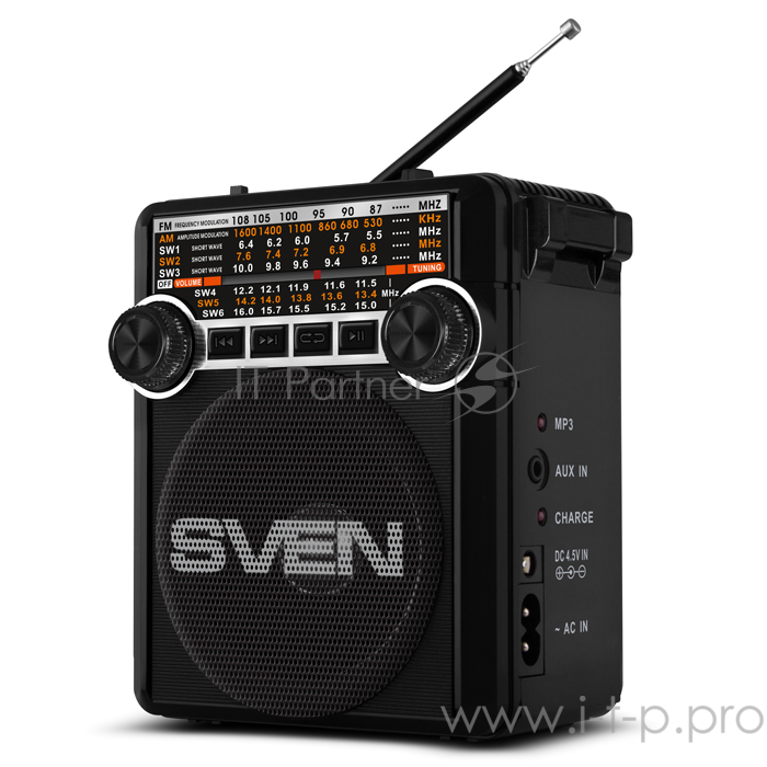 Радиоприемник АС SVEN SRP-355, черный (3 Вт, FM/AM/SW, USB, SD/microSD, фонарь, встроенный аккумулятор) АС SVEN SRP-355, черный (3 Вт, FM/AM/SW, USB, SD/microSD, фонарь, встроенный аккумулятор)