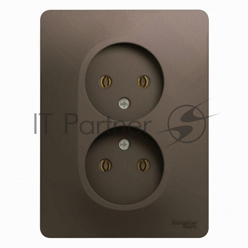 Розетка 2-м СП Glossa 16А IP20 без заземл. шоколад SchE GSL000820