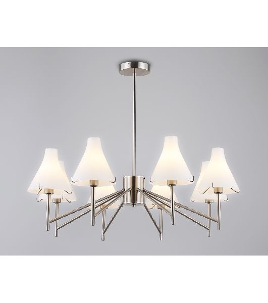 Люстра Ambrella light LH57125/8 SN/FR никель/белый матовый E14/8 max 40W D800*650