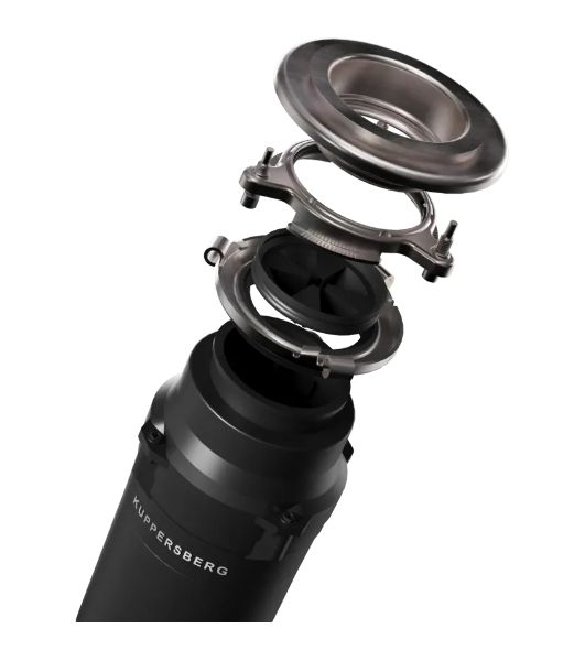 Измельчитель пищевых отходов Kuppersberg WSS 550 B, High-Tech, мощность 550 Вт, 3400-3800 об/мин, защита от перегрева, авто выключение, DC мотор, уровень шума 75 дБ, черный