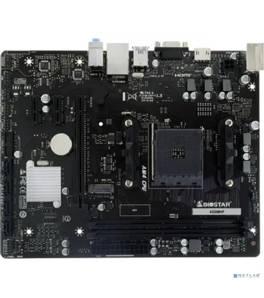 Материнская плата Biostar A520MHP, AM4, AMD A520, 2xDDR4, 4xSATA, 1xM.2, 1xPCIe 3.0 x16, HDMI, D-Sub, 1x1Gb LAN, 3x3.5 мм, 7.1, microATX