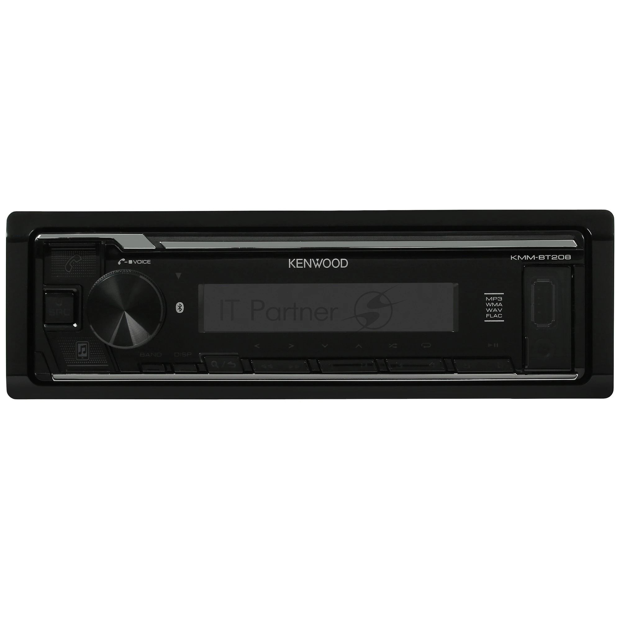 Автомагнитола Kenwood KMM-BT208, 1 DIN, Bluetooth, USB Type-A, AUX, съёмная панель