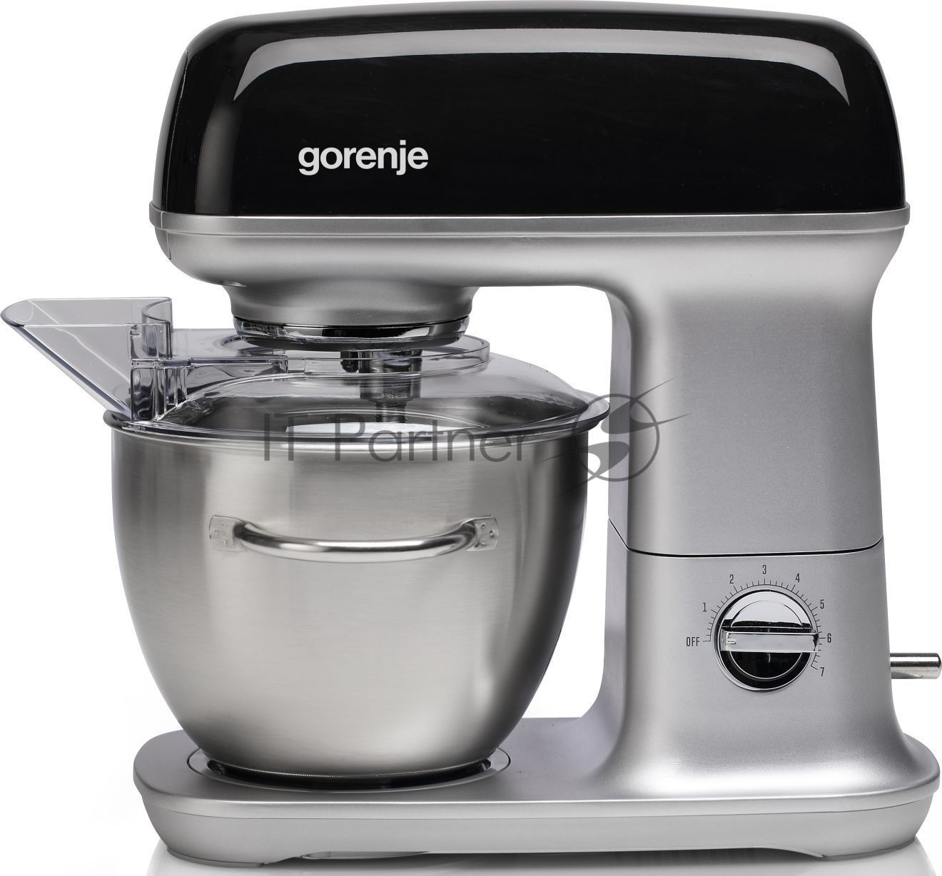 Миксер Gorenje MMC1000RLBK черный/серебристый, стационарный, 1000 Вт, 4.5 л, 7 скоростей