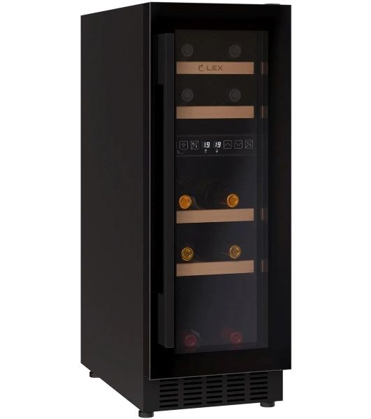 Винный шкаф LEX LWD3017BL черный, 52 л, 2 отсека, 17 бут.