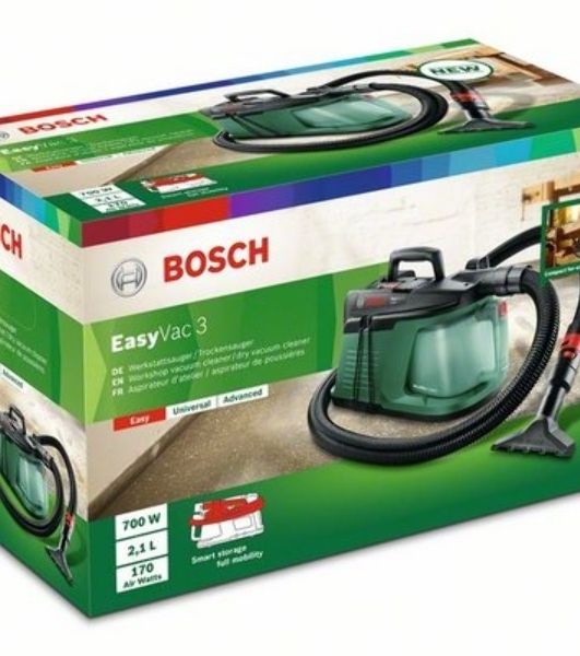 Строительный пылесос Bosch EasyVac3 зеленый, 170/700 Вт, уборка сухая, пылесборник контейнер, 2 л