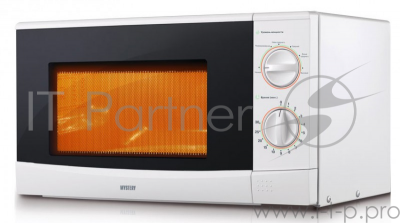 Микроволновая печь Mystery MMW-2012 белый, 20 л, 800 Вт, переключатели - поворотный механизм