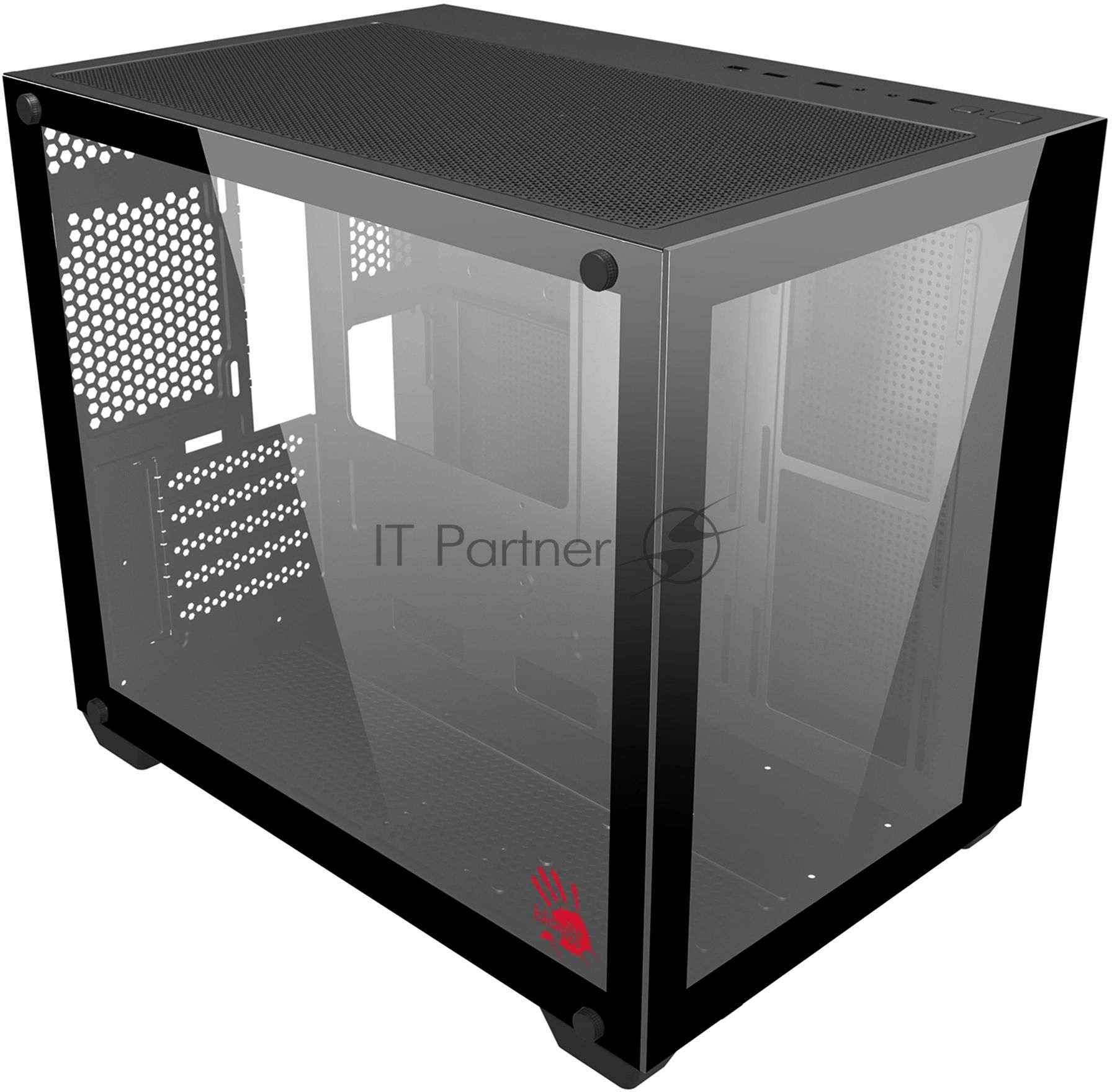 Компьютерный корпус Bloody BD-CC108 черный без БП mATX 9x120мм 2xUSB 3.0 audio bott PSU