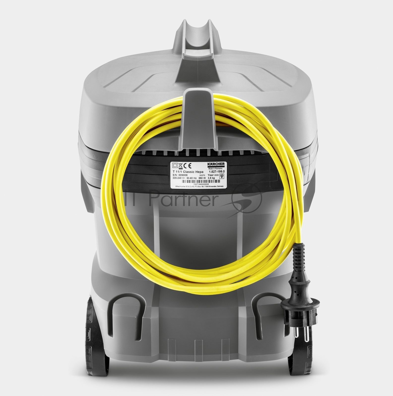 Пылесос Karcher T 11/1 Classic *EU желтый/серый, 850 Вт, уборка сухая, пылесборник контейнер/мешок, 11 л