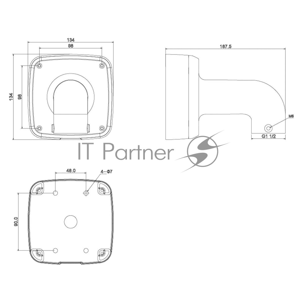 Настенный кронштейн для камер серий SD42, SD32, SD29, HDBW2, HDBW3, HDBW4, EB1 Wall Mount PFB302S