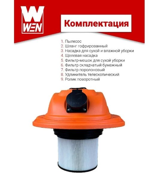 Пылесос строительный WEN BVC20-1 00-00025093