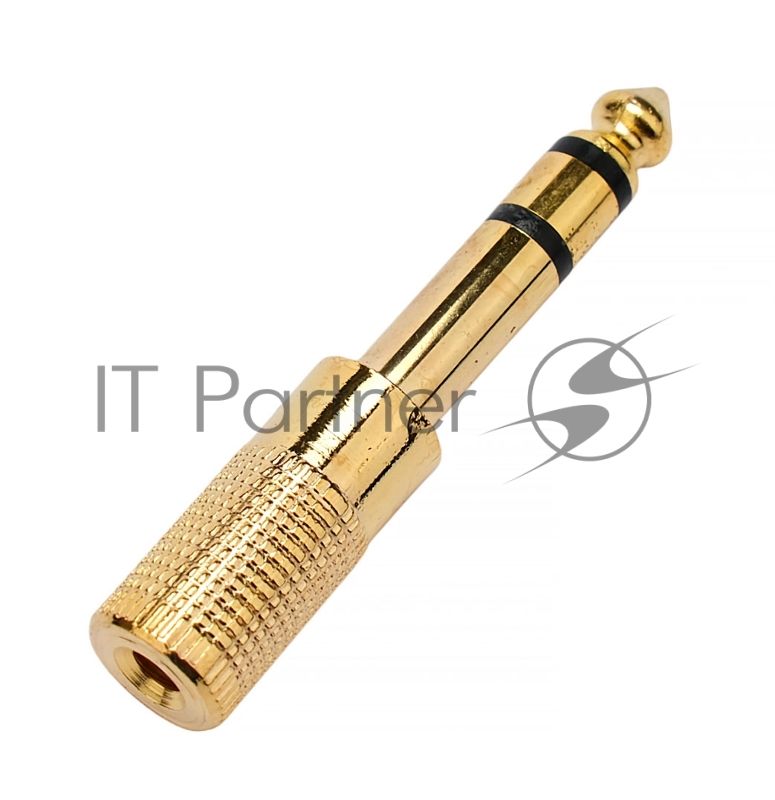Аудио переходник Cablexpert A-35M-63F, Jack3.5(M) на Jack6.3(F) стерео, золотой, пакет