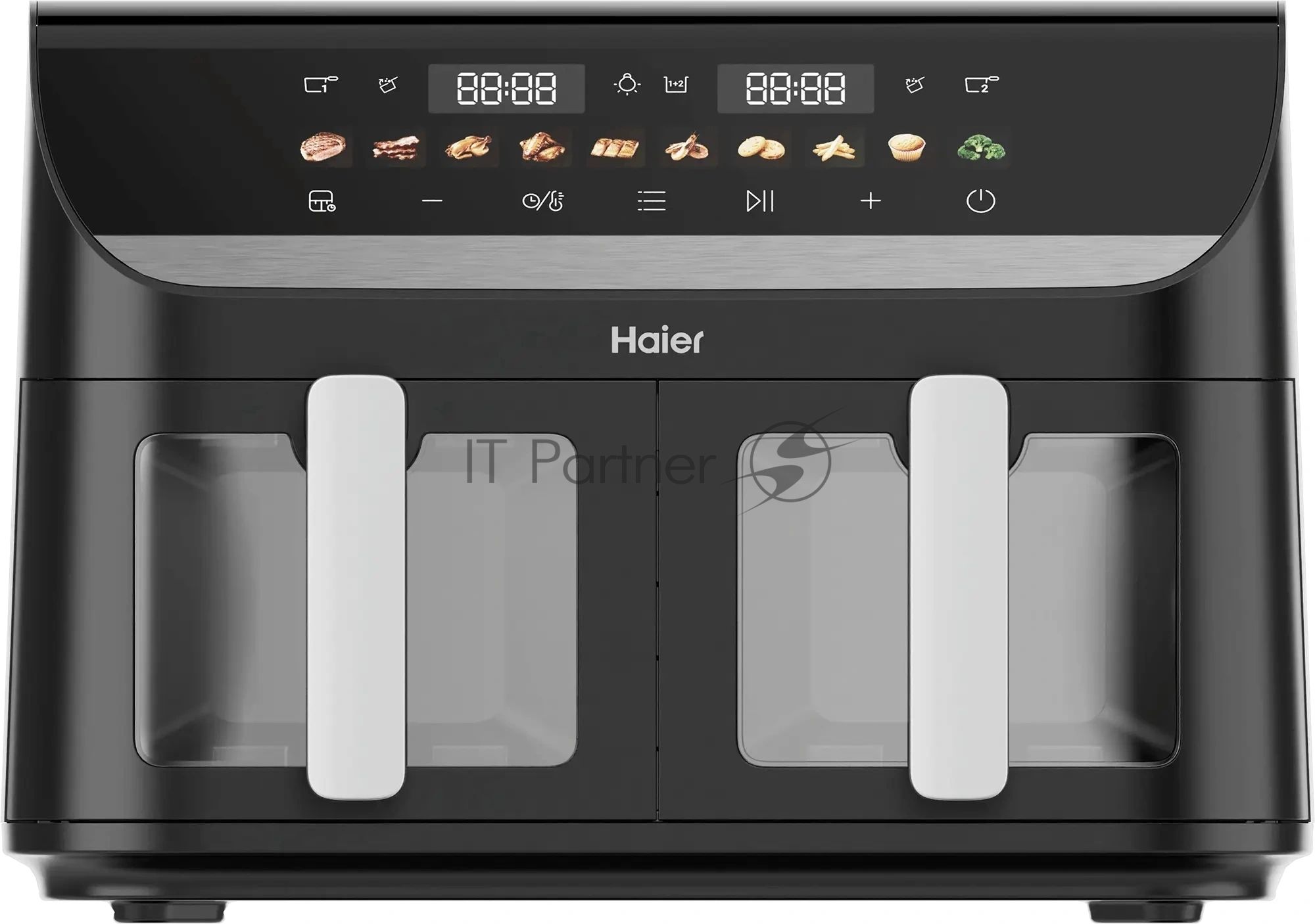 Аэрогриль Haier HAF-702 черный, 3000 Вт, 11 л ( 5.5 л каждая), сенсор, 10 программ