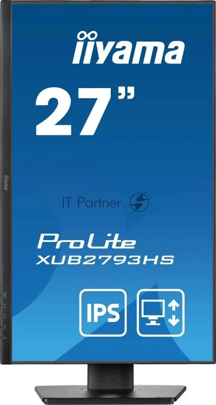 Монитор 27" Iiyama ProLite XUB2793HS-B6 IPS 1920x1080, 100 Гц, 1 мс, 250 кд/м2, 1хHDMI, 1хDP, 1x3.5 мм, черный