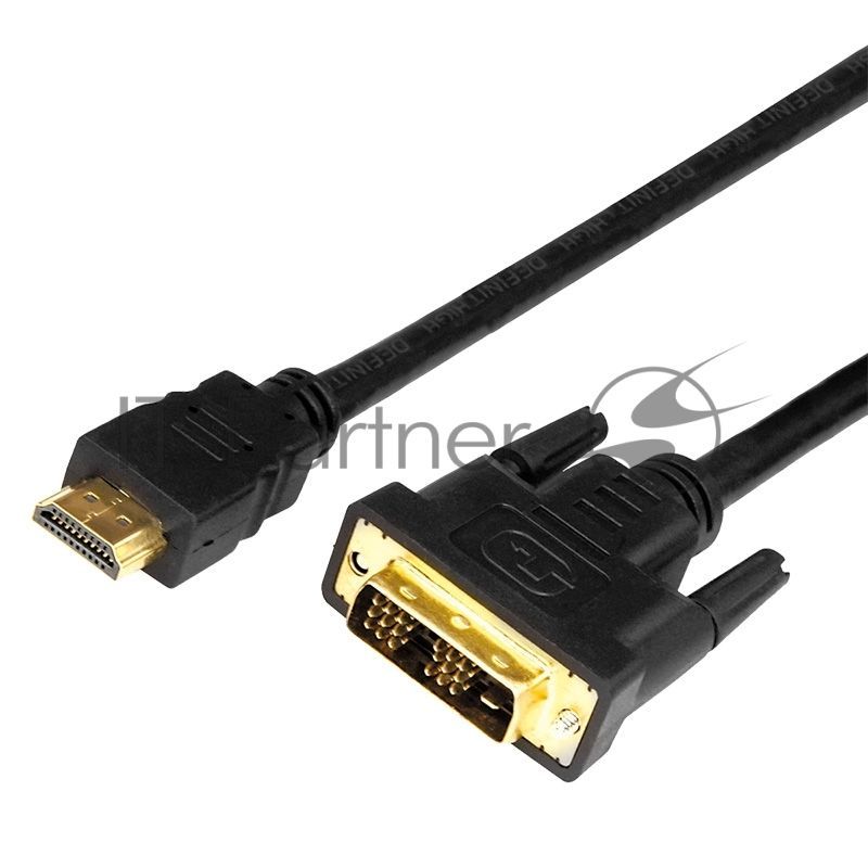 Шнур Rexant HDMI - DVI-D с фильтрами, длина 2 метра (GOLD) (PE пакет)