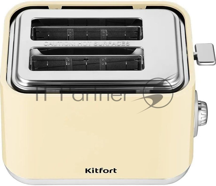 Тостер Kitfort КТ-6558 бежевый/стальной, 815 Вт, 2 слота
