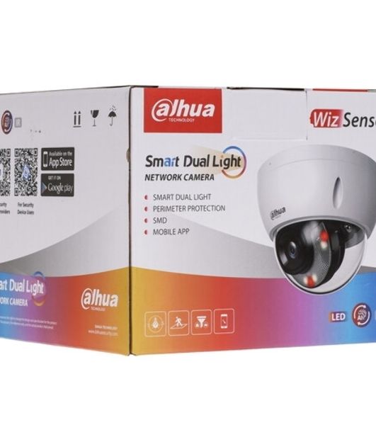 Уличная купольная IP-видеокамера Dahua DH-IPC-HDBW2449EP-S-IL-0280B Smart Dual Light с ИИ 4Мп, 1/2.9” CMOS, объектив 2.8мм, видеоаналитика, ИК до 30м, LED до 30м, IP67, корпус: металл