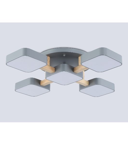Светильник Ambrella light FL4882/5 GR/WD серый/дерево 90W 3000-6000K 675*675*110 (без ПДУ)