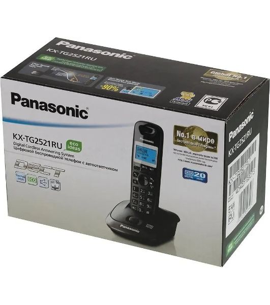 Телефон беспроводной (DECT) Panasonic KX-TG2521RUT (титан) АОН, Caller ID,спикерфон,голосовой АОН,полифония,цифровой автоответчик