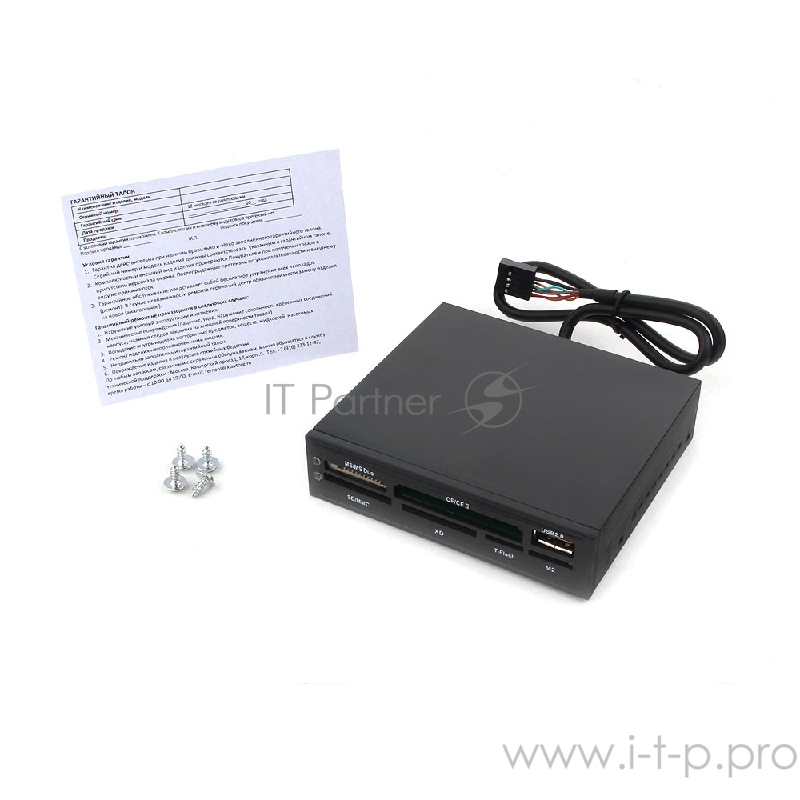Кард-ридер Gembird FDI2-ALLIN1-02-B/черный/SD/T-Flash/Micro-SD/Micro-SDHC/Micro-SDXC/USB 2.0/метал