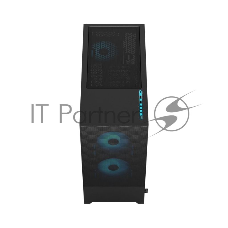 Компьютерный корпус без блока питания Fractal Design Pop Air RGb Cyan Core TG Clear Tint, Midi-Tower, 3x120мм RGb, 2xUSB-A 3.2 ATX, mATX, mITX черный/циан