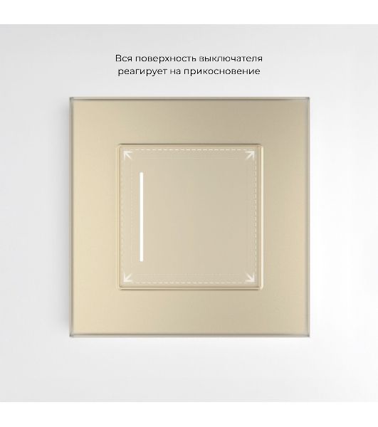 Сенсорный выключатель одноклавишный с подсветкой (шампань)